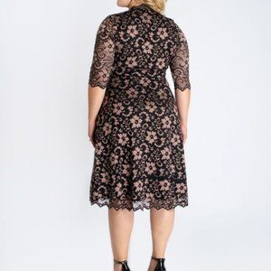 Kiyonna Mon Cherie Lace Dress, Rose Gold, size 2X